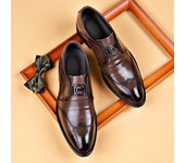 Zapatos de vestir de fiesta para hombre, zapatos casuales de negocios de piel sintética con punta bordada. 38 negro