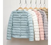 Chaqueta de plumón para mujer de invierno, abrigo de plumón de pato ultraligero, chaqueta acolchada corta ajustada de otoño M rojo vino