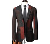 Nueva chaqueta de traje de alta elasticidad, moderna y versátil, chaqueta informal de negocios para hombre M rojo