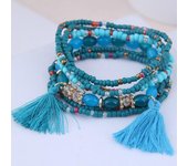 Brazaletes y brazaletes con cuentas de tejido bohemio hechos a mano para mujer, pulsera de ancho geométrico a la moda, joyería bohemia con borlas, bisutería para mujer 2021 negro