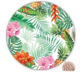 Les Trésors De Lily [R1619] - Set de table plastifié 'Tropical' rose vert (orchidées- feuilles) - 38 cm verde