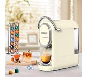 Cafetera de cápsulas MK-609 3 en 1, 92 grados Celsius, 19 bares, preparación en frío y caliente, para cápsulas individuales y dobles EU plug beige