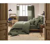 Pack housse de couette  Gaïa   Gaze de Coton  - Gaïa Romarin - Pack 4 Pièces pour lit 180 x 200 cm (1 Housse de couette 260 x 240 +