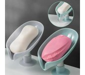 Jabonera antideslizante portátil con forma de hoja para baño, ducha, jabonera, fregadero de cocina, escurridor, bandeja de almacenamiento con ventosa verde