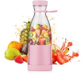 Licuadora eléctrica portátil mini de 380 ml, recargable, ideal para batidos, zumos, comida, viajes, deportes, cocina y oficina. blanco