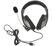 Auriculares para juegos USB con control de cable y volumen ajustable, con micrófono para PC y portátil