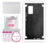 apgo Protective Skin Sticker for the back+sides compatible with Vivo V21, Full Wrap Film, Foil, Vinyl - Pattern Black Leather