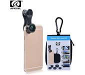 APEXEL 5 en 1 Kit de lentes ojo de pez gran angular Macro teleobjetivo 2X CPL Clip lente de teléfono para IPhone Samsung Xiaomi teléfonos móviles DG5