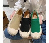 Zapatos de lona para mujer, zapatillas informales para exteriores, zapatos vulcanizados de plataforma de diseñador, mocasines sin cordones de moda, zapatos para mujer 35 verde