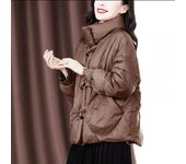 Chaqueta Acolchada De Algodón Con Cuello Alto Vintage Abrigo Con Hebilla De Cuerno De Invierno Chaqueta Acolchada Suelta Abrigo Abrigo De Estilo Coreano De Moda Para Mujer Decoración De Bolsillo 3XL color rosa