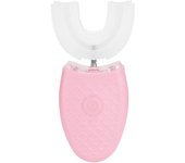 Cepillo de dientes eléctrico ultrasónico recargable de silicona en forma de U para el hogar, cepillo blanqueador de dientes(Rosado ) color rosa