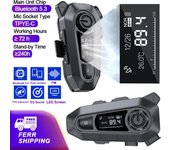 Auriculares para motocicleta A1 con Bluetooth 5.3 EQ, manos libres, radio FM, reproductor de música y pantalla LCD.