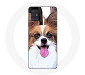 Coque pour Samsung Galaxy A71 Épagneul nain continental papillon Chiot Blanc et marron