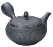 Tokoname ware Horyu 18 tetera billi obi Ami redonda plana negra 3-54 No. AM-T035