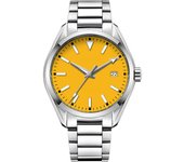 Reloj Corgeut 41MM de lujo para hombre, esfera estéril, esfera naranja, agujas plateadas, automático, fecha, NH35, mecánico, zafiro, para hombre color rosa