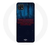 Coque pour Samsung Galaxy A22 5G Stranger Things logo Fond Bleu de la saison 2
