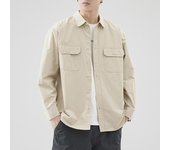 Nueva camisa de algodón puro de estilo japonés para ropa de hombre, bolsillo suelto para el trabajo de hombre, chaqueta de camisa de manga larga de gran tamaño M blanco