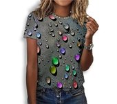 Camiseta con estampado 3D de moda para mujer, Tops informales con cuello redondo, camisetas de manga corta de amor, tendencia Hip Hop, ropa para mujer, camisetas holgadas para chica S