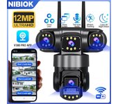 Cámara para exteriores NIBIOK V380 PRO WiFi HD 15MP Cámara de tres lentes a prueba de agua Visión nocturna Intercomunicador bidireccional Seguimiento móvil Cámara IP PTZ Visualización remota camera
