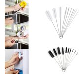 10pc multifuncional cepillo de paja de nailon cepillo de limpieza pequeña herramienta de limpieza larga One Size negro