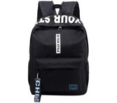 Mochila escolar informal de nailon resistente al agua de color sólido de gran capacidad One Size azul cielo