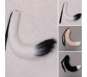 Cola de zorro sintética de estilo japonés, cinturón ajustable, cola de gato Artificial, cola peluda, cola de piel sintética, accesorios para disfraz de Cosplay negro