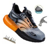 Zapatos de seguridad para el trabajo para hombre, botas antiperforación, zapatillas de trabajo para hombre, zapatos de trabajo indestructibles, zapatos deportivos casuales ligeros, antideslizantes 40 naranja