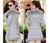 Abrigo de invierno Chaqueta larga acolchada de algodón Chaqueta gruesa delgada para mujer XXXL negro