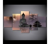 Cuadros impresos en HD modernos, pintura en lienzo, 5 paneles, estatua de Buda Zen, arte de pared, decoración del hogar, póster para sala de estar 20x35cm*2  20x45cm*2  20x55cm*1