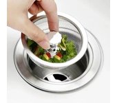 Colador de fregadero de cocina con mango y tapón, cesta de drenaje de repuesto para fregadero, filtro de malla de acero inoxidable, colador de desagüe