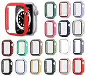 Vidrio templado + funda protectora de reloj para Apple Watch 8 7 6 SE 5 3 4 44mm 40mm Protector de pantalla iWatch 5 3 2 42mm 38mm 45mm azul noche