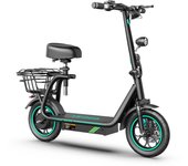 Patinete eléctrico UE, 48v, 500w, 15Ah, rápido, 40 km/h, 12 pulgadas, pequeño, ligero, plegable para adultos con asiento y cesta de almacenamiento 500W-48V-15AH