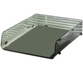 Caja de almacenamiento de papel A4 apilable de plástico de gran apertura, organizador de archivos de escritorio de una sola capa para oficina Green 26.5x33x7.5cm/10.4x13.0x3.0in