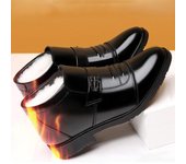 Zapatos de algodón de otoño e invierno para hombres, cálidos, antideslizantes, para personas de mediana edad y mayores, con primera capa de cuero de vaca 45 negro