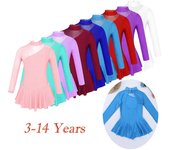 Vestido de patinaje artístico para niñas, manga larga, espalda recortada, para ballet y danza 3-4 Years negro