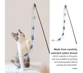 Teaser interactivo para gatos con campana, borla, varita de juguete para gato con bola peluda, palo de burla para gatos, suministros para tienda de mascota doméstica azul