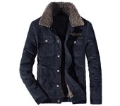 Chaqueta de los hombres Pana de invierno Acolchado Abrigo de lana Cuello de piel Piloto militar Chaqueta de bombardero Abrigo M rojo
