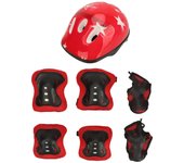 Conjunto de casco de bicicleta para niños Equipo de protección deportivo Rodilleras ajustables Coderas Muñequeras Niños rojo