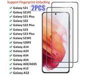 2 piezas de vidrio templado para Samsung Galaxy S21FE S22 S23Plus Protector de pantalla para Samsung A14 A54 A34 A24 A02 A12 A52 A32 película de vidrio Galaxy A01 negro