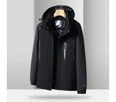 Chaqueta de hombre, talla grande, de un solo tiro, con capucha para otoño e invierno, impermeable, chaqueta deportiva informal para exteriores, chaqueta tipo submáquina 8XL
