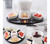 Juego de tenedores blancos para fondue de chocolate de cerámica