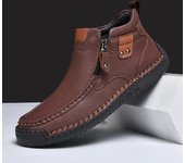 Botas de cuero divididas hechas a mano, zapatos para hombre, botines cómodos para hombre, zapatos casuales, zapatos de herramientas de gran tamaño 38 marrón oscuro