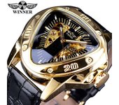 WINNER 2022 nuevo reloj mecánico automático triangular hueco informal Esfera Grande reloj para hombre cinturón de acero luminoso impermeable