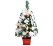 Mini árboles de Navidad de pulgadas, árbol de Navidad de mesa preiluminado artificial con pilas con cuerda With String Light blanco
