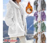 Chaqueta con capucha multicolor de felpa suelta cálida de otoño e invierno para mujer XXXXXL