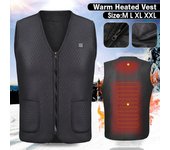Chaleco calefactable para hombre, chaqueta sin mangas con calefacción eléctrica impermeable de invierno, chaleco calefactor de viaje, chaleco para exteriores, chalecos calefactores para senderismo 3XL negro