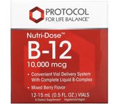 Protocolo para el equilibrio de la vida, Nutri-Dose B-12, frutos rojos, 10 000 mcg, 12 frascos, 0,5 fl oz (15 ml) cada