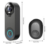 Timbre Cámara Inalámbrica con Timbre Timbre Tuya APP 1080P HD Audio Bidireccional 5m Visión Nocturna PIR Humano negro