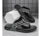 JAHSEH, zapatillas de cuero genuino para hombres, chanclas hechas a mano, zapatos casuales de verano de grano de cocodrilo para hombres, zapatos antideslizantes para la playa al aire libre para hombres 38 negro