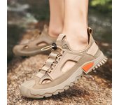 Nuevas sandalias de exterior para hombre, zapatillas planas transpirables de malla, zapatos informales para hombre, zapatos de playa cómodos de verano, sandalias romanas para hombre 39 negro
